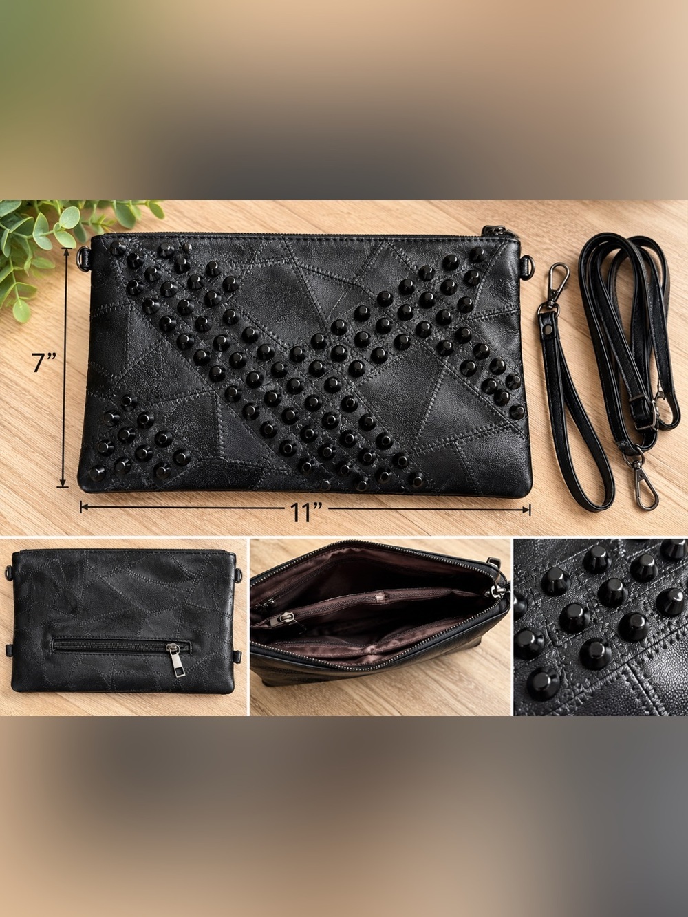 NWT Black Studded Crossbody Clutch – Boutique Style